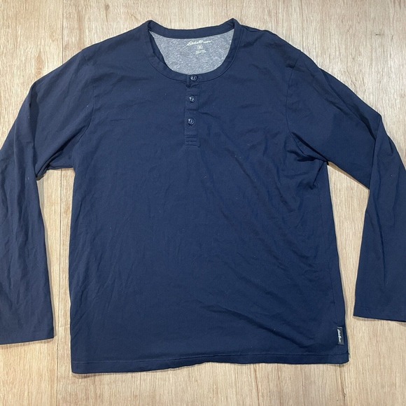 Eddie‎ Bauer Henley T Shirt Men's Medium Blue Long Sleeve - Picture 1 of 6